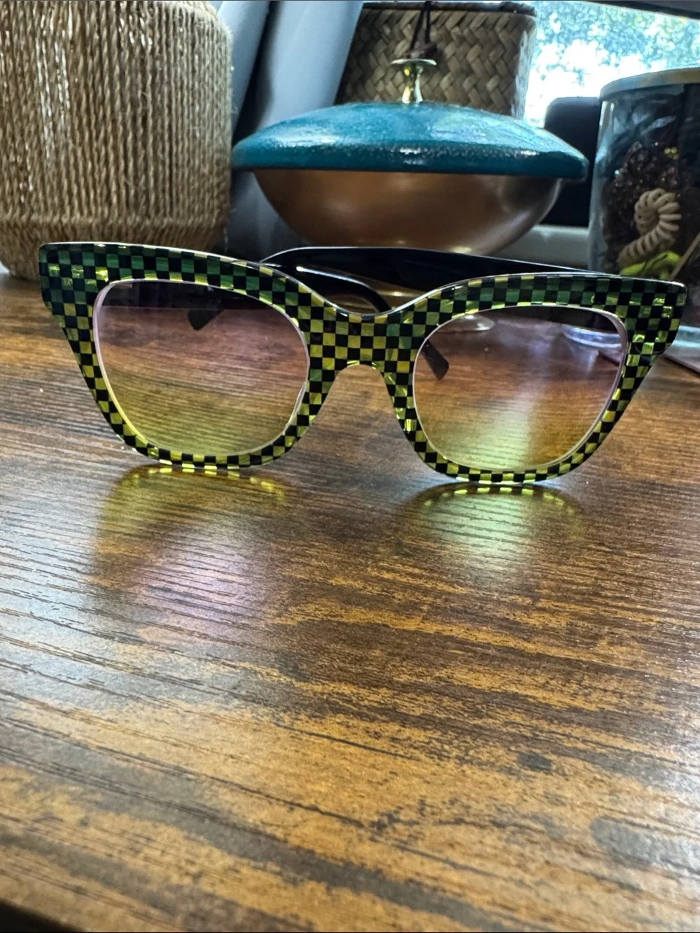 Checkerboard Retro Frames in Green and Black